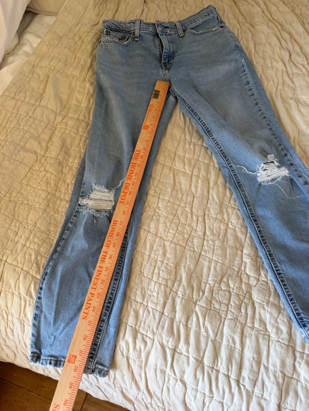 Levi's Light Blue Distressed Straight-Leg Jeans - Picture 6 of 12